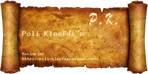 Poli Kleofás névjegykártya